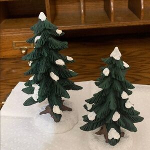 Decorative Snowy Pine Tree Figurines